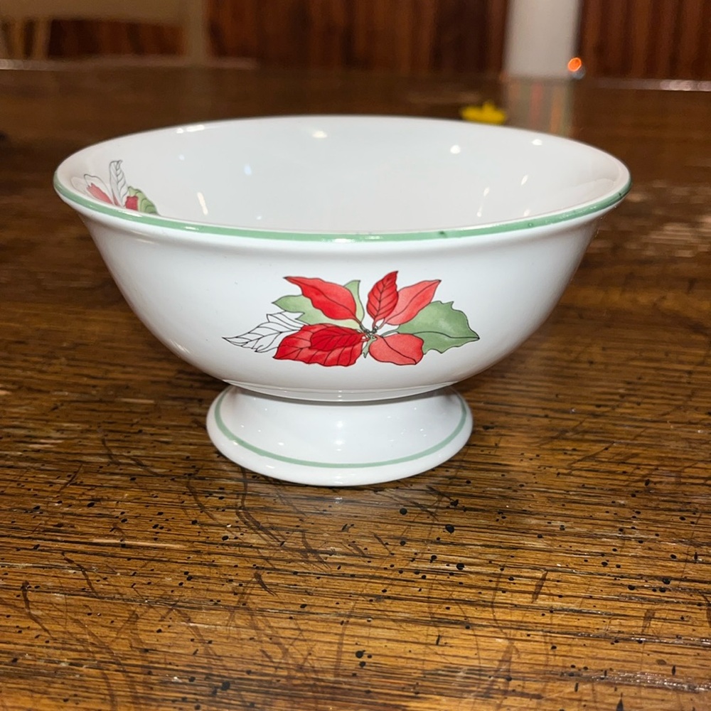 vintage bowl from Block Bernarda Portugal's Poinsettia Watercolors collection